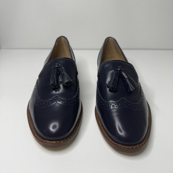 Talbots Women’s Navy Blue Napa Leather Leighton Brogue Loafers Sz 6.5 - Picture 5 of 9